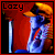 Pixelated icon with red background, blue figure wearing yellow hat, and black text reading 'Lozy' in top-left corner.