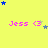 Yellow background with pink text "Jess <3" and scattered blue/green stars in a pattern