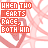 Static pixel art featuring repeated red text and heart motifs on a white background with subtle pink line patterns.