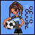 Pixel art contact sheet of six animated frames showing a cartoon character holding a soccer ball with text "SOCCER" on the right side, arranged in 3x2 grid.