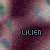 A contact sheet of 7 animated frames showing a repeating pattern with the text 'LILLEN' over a pixelated, multicolored background in shades of purple and blue.