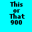 Four identical pixelated text on cyan background with purple horizontal bars over 'or' and 'That' in different positions