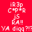 Red background with white pixelated text and dark blue horizontal bars; repeated phrases 'iR3p c+p*R', 'jS RA!!', 'YA diqq ?!?'