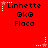 Red background with repeated text 'Linnette', 'GkG', 'Flaca' and star icons in white and pink, showing animation changes in star positions.