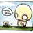 Pixelated image of a large mushroom character with a smaller mushroom in the background, both on green grass under light blue sky.
