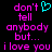 Pixelated text in bright pink and cyan on black background, with cyan heart symbol replacing 'i' in 'don't' on left side.