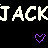 Pixelated text repeats across with colorful heart symbols scattered on a black background, some hearts animated as flashing or pulsing elements