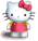 Pixelated Hello Kitty avatar with red bow, pink dress, yellow accents, and gray background; two identical frames show static pose.