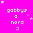 A bright pink background with white pixelated text reading 'gabbys a nerd :)' and scattered small stars, where the rightmost star in each changes position across frames