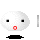 Pixelated white character with black eyes and red mouth in four variations: closed mouth, open mouth, text, and star eye.