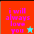 Four display 'i will always love you' text with star symbols; top-left red background has cyan star, bottom-left blue background has orange star, other gray backgrounds without stars