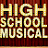 A static contact sheet showing two identical frames of a pixelated sign with bold text reading "HIGH SCHOOL MUSICAL" on a dark red background.