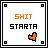 Pixel art of nine square icons with 'SHIT STARTA' text and colored pixelated hand symbols, each icon has corner squares matching the hand color