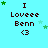 Pixelated icon with cyan background displaying "I Loveee Benn <3" text and green star animations in different positions across frames.