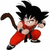 Pixelated character with black spiky hair, red outfit, and brown tail in dynamic pose against white background.
