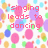 Pixelated image with colorful circles and pink text reading "singing leads to dancing and dancing leads to touching" on a white background.