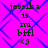 A static digital image with a bright pink background and blue diamond-patterned overlay, displaying repeated text elements in black pixelated font.