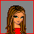 Animated contact sheet of a pixel-art character with changing expressions and text overlays, featuring red clothing, brown hair, and gray background.