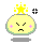 Four 40x40 pixel animated frames of a yellow cartoon character with pink cheeks, black eyes, and a frowning mouth arranged in a contact sheet showing star crown variations.
