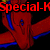 Red and blue cartoon character with yellow hair, black background, red text reading Special-K Girl Graphics in three separate sections.