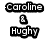 Pixelated black-and-white text icons display names and a clock, with two name pairs above a time indicator.