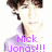 Pixelated image of a person with brown hair and light skin, wearing dark clothing, overlaid with purple text reading 'Nick Jonas!!!'