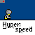 Animated sequence showing a gray character with yellow accents moving through blue backgrounds, interacting with brick walls and red projectiles while text labels remain static below each frame.