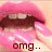 A four- of close-up lips with pink nails, each displaying sequential text: 'omg..', 'did you hear', and 'about that?'