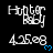 White text 'Hunter Kelly' and date '4.25.08' with blue heart on black background, animated changes in text alignment and heart position.