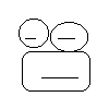 nine small black-and-white line-drawn icons with two circular elements above a rectangular base, each showing distinct internal symbols and lines