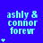 Blue background with light blue text reading 'ashly & connor forewr' and varying numbers of small star icons below the text.