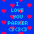 Blue background with red pixel hearts and cyan text reading 'I LOVE YOU PARKER <3<3<3' in a repeating pattern.