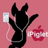 Black silhouette of a character with large ears holding a white device, pink background with red apple symbol and white cable.