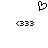 Pixelated black-and-white icon showing a heart shape with a hand gesture, flanked by two identical '<333' symbols on either side.