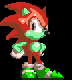 Pixel art character with spiky hair in red, yellow, green, cyan, purple variants; each wears a colored outfit and shoes against black background.