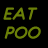 Four animated frames of a pixelated text-based icon showing "EAT POO" in different colors arranged in a 2x2 contact sheet.