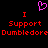 Pixelated icon with pink heart symbol above red text reading "I Support Dumbledore" on black background.