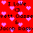Red background with pink pixel hearts and repeated black text reading 'I Love <3', 'Brett Classerett Classerett Classerett', '&', 'Jacob Rask Jacob Rask' in a static pattern.