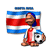 Pixelated static icon of a soccer player holding a ball in front of a flag with blue, white, and red horizontal stripes.