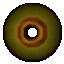 Animated sequence of yellow and brown circular shapes with central holes transitioning through distorted forms including ovals and irregular outlines.