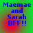 Four identical display blue pixelated text on a green and red gradient background
