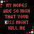 Four identical pixelated text on black background with red and white text, each bordered by small red and white square corner decorations