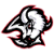 Pixelated static icon with abstract black and white swirls bordered by red outline on transparent background.