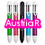 A static image showing three distinct sections with pens and text overlays: a of pens with 'Austria' text, a of pens with 'Loves' text, and a person holding colorful items with 'Smiggles' text