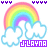 Pixelated rainbow with white clouds and purple text 'JULAYNA' on a white background, showing animation variations in cloud outlines and top border elements.