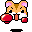 Pixel art hamster with orange-brown fur, pink inner ears, and white muzzle holds red boxing gloves in three sequential poses.