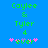 Green text 'Caylee & Tyler 4 ever' on blue background with pink and purple flowers, two identical static frames side-by-side.