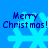 Blue background with four identical pixelated snowflakes, each overlaid with 'Merry Christmas!' text in dark blue.