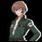 Pixelated character with brown hair in green jacket with white stripes, standing with hand on hip next to text 'Anime IM' and 'com' on black background.