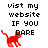 Red pixelated cat walks left to right beneath black text reading 'visit my website IF YOU DARE' on white background.